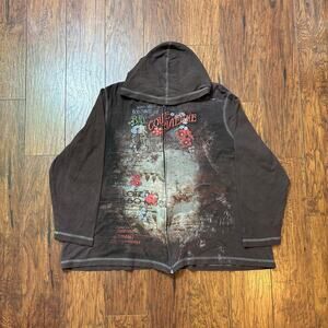 Vintage y2k westbound women's brown graphic zipup hoodie